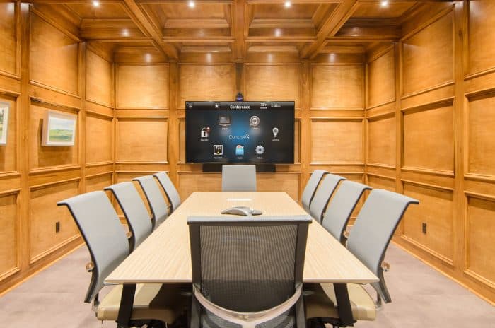 Corporate Boardroom with LCD TV and Soundbar