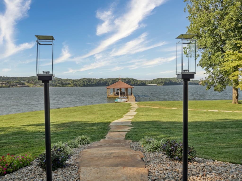 long shot of boat dock