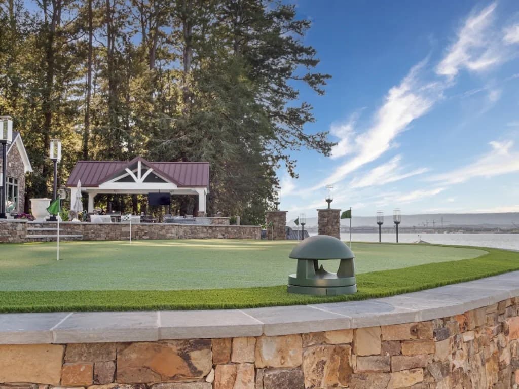 Outdoor speaker near putting green