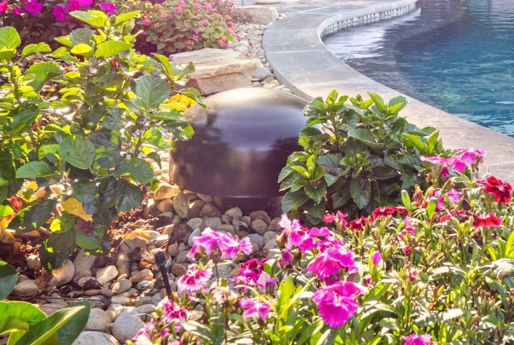landscape speaker in flower bed